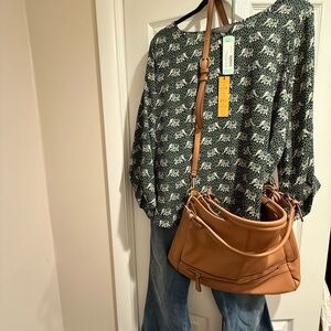 MIX Stitch Fix Elephant Print Blouse NWT Size [X] Long Sleeve Boho